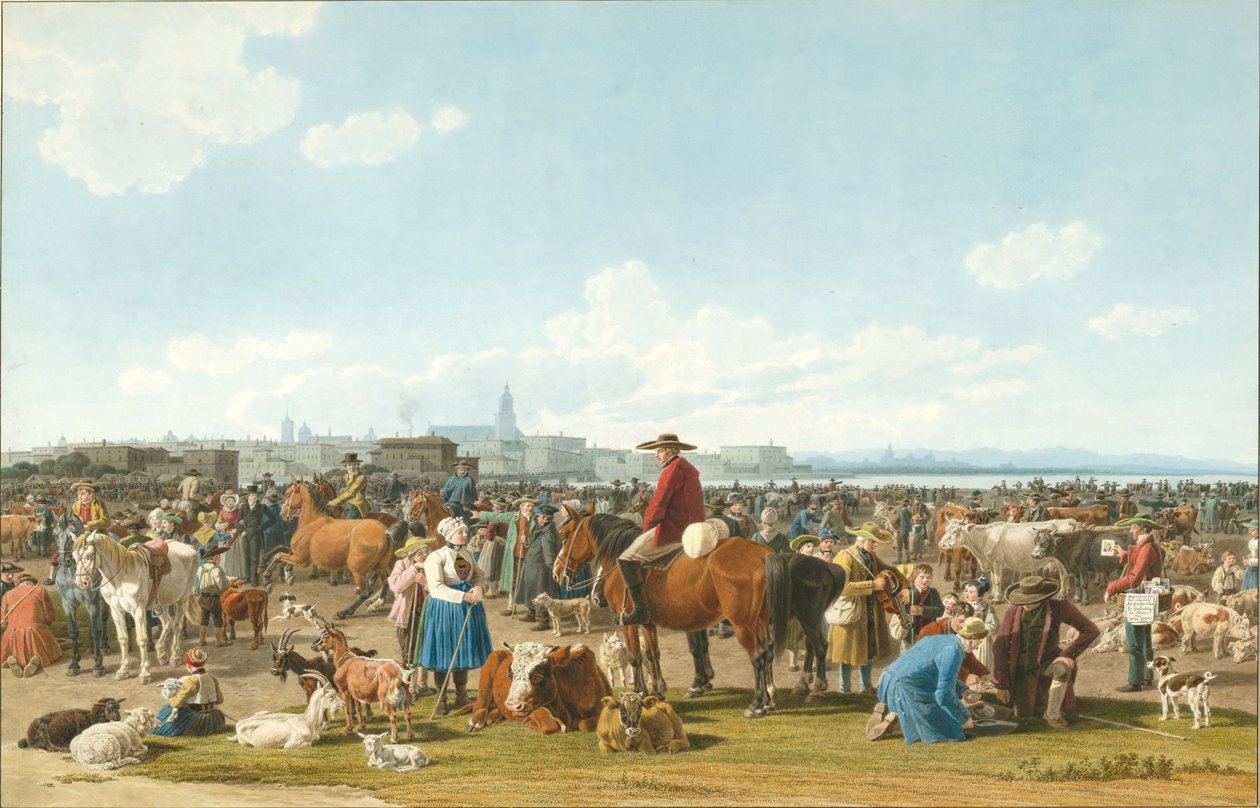 Kvægmarked nær Genua, 1820 af Wilhelm Kobell Ritter von