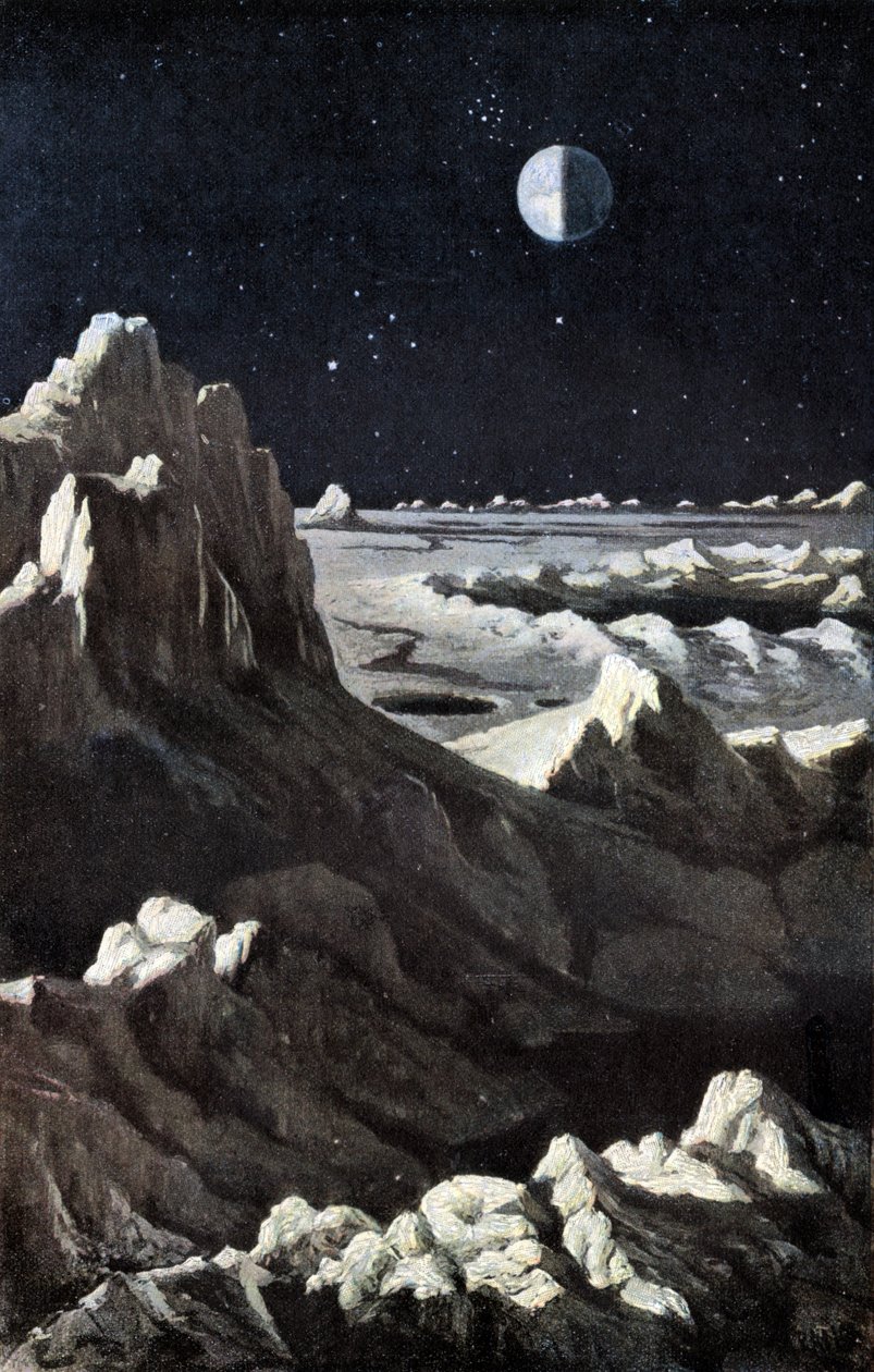 Månelandskab, ca. 1880 (kobberstik) af Wilhelm Kranz
