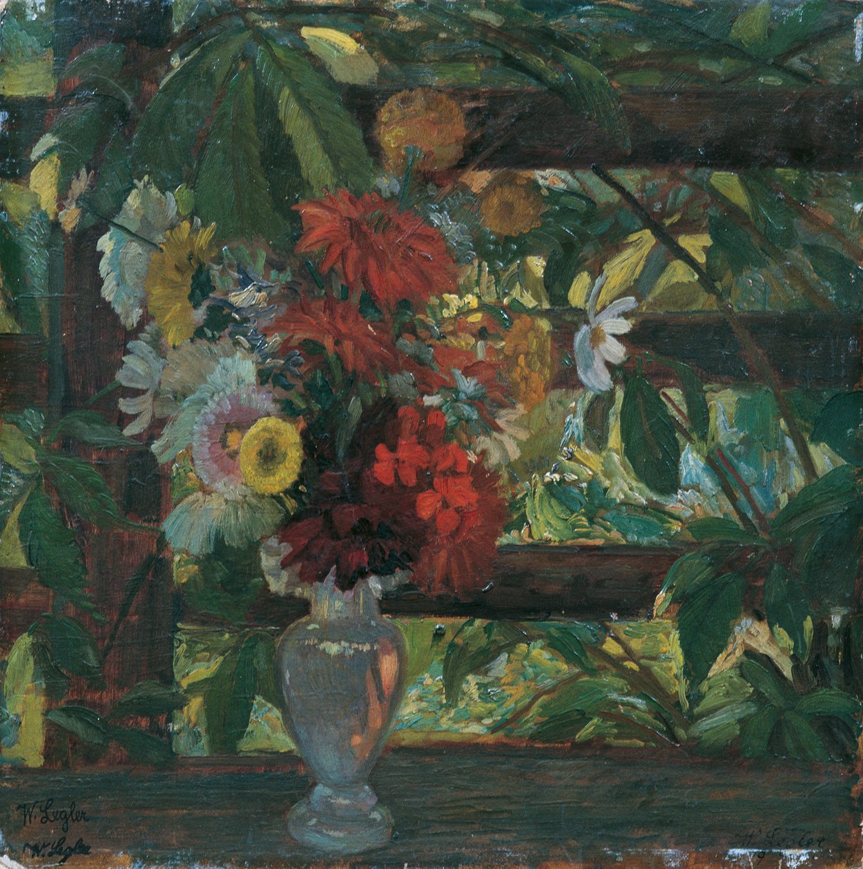 lysthus med blomster af Wilhelm Legler