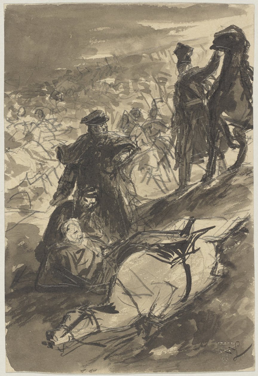 Bluchers fald i slaget ved Ligny af Wilhelm Lindenschmit der Jüngere