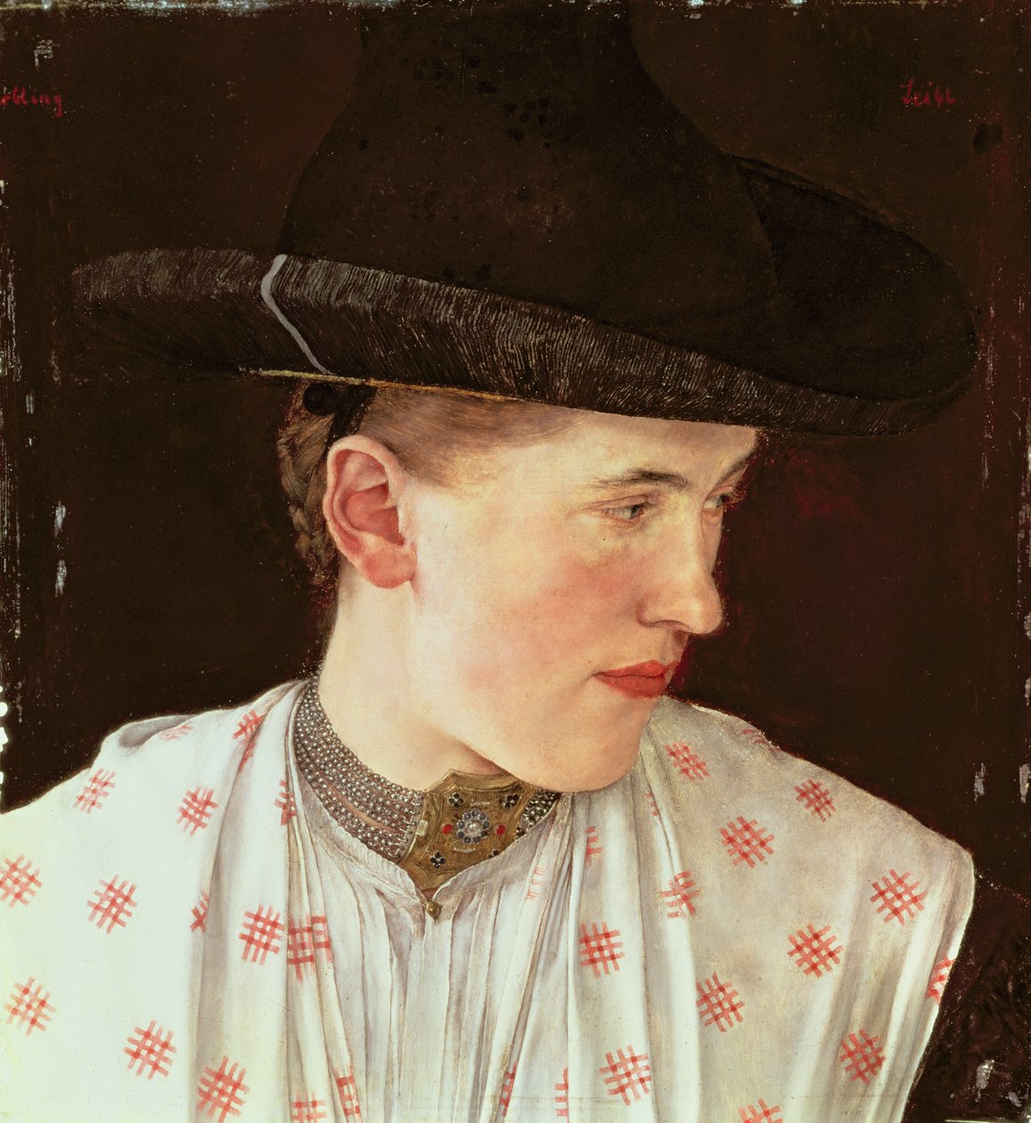 Hoved af en bondepige, ca. 1880 af Wilhelm Maria Hubertus Leibl