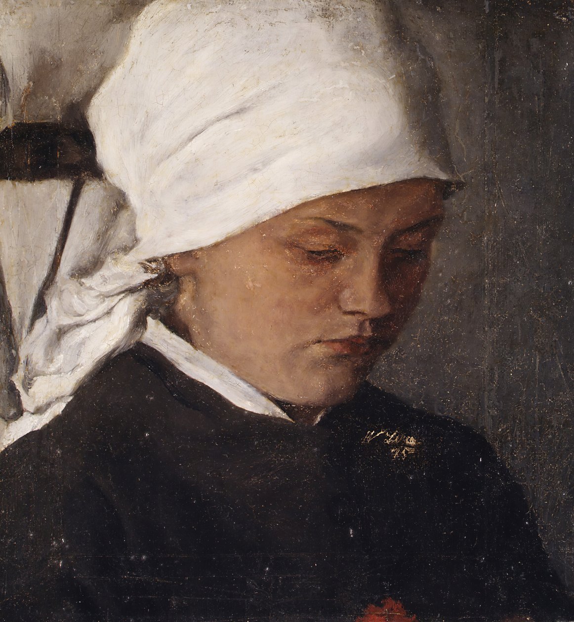 Bondepige med hvidt hovedklæde, 1885. af Wilhelm Maria Hubertus Leibl