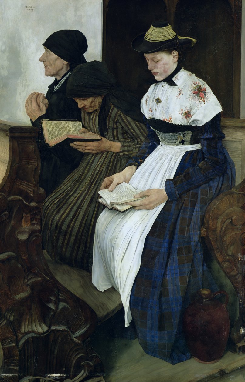 Tre kvinder i kirken, 1882 af Wilhelm Maria Hubertus Leibl