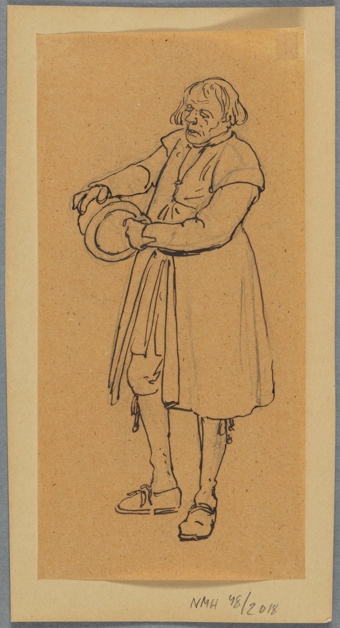 Ein Mann mit einem Hut in den Händen, Studie für Kirchgänger, die in Leksand ankommen af Wilhelm Marstrand