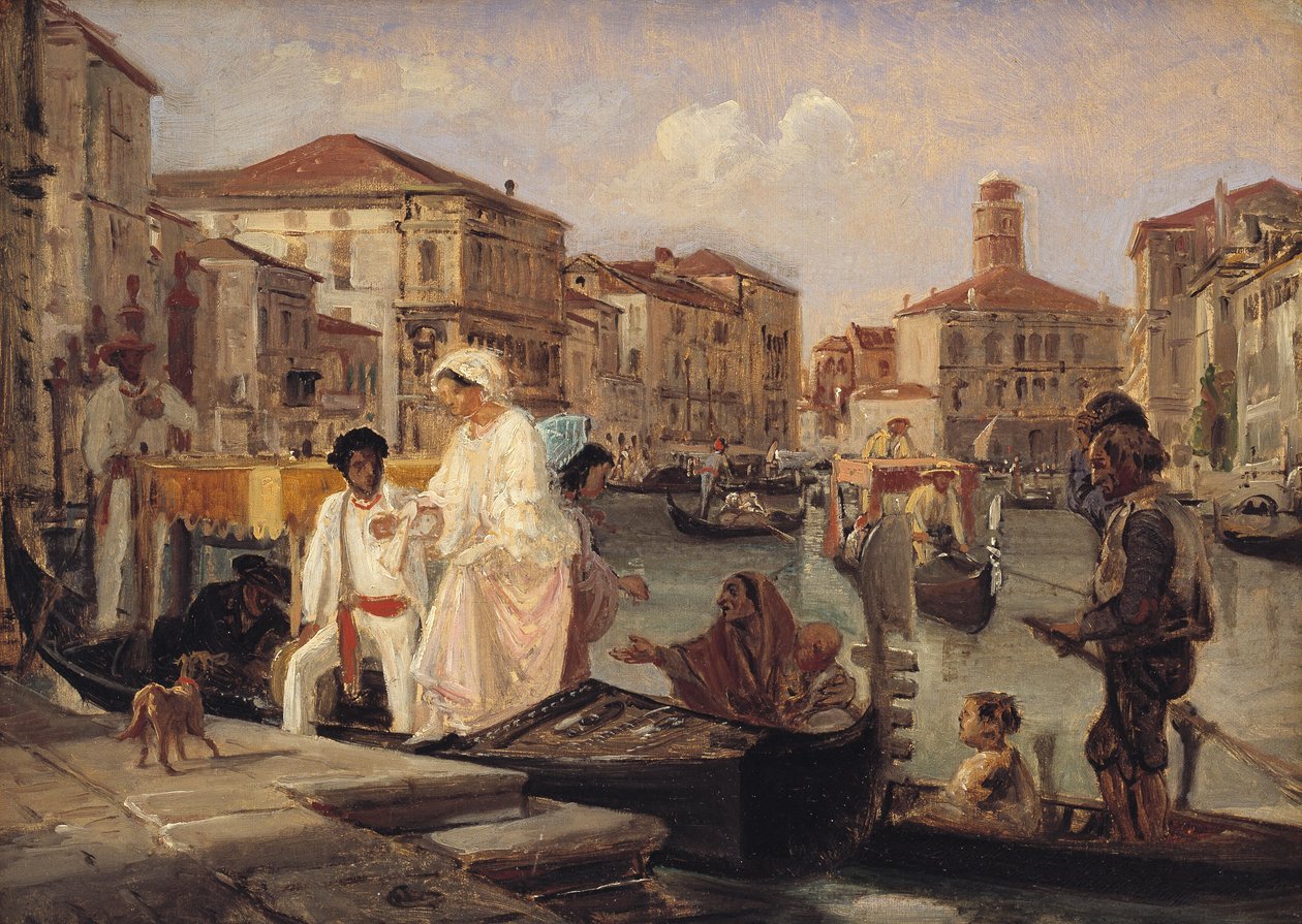 Stiger fra en gondol i Venedig af Wilhelm Marstrand