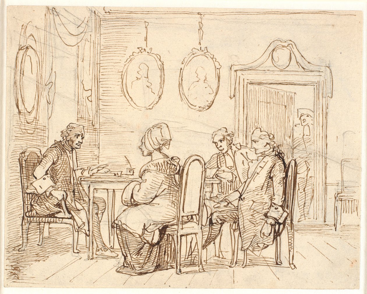 Besøg hos en magistratsperson eller advokat. Holbergsk sceneri af Wilhelm Marstrand