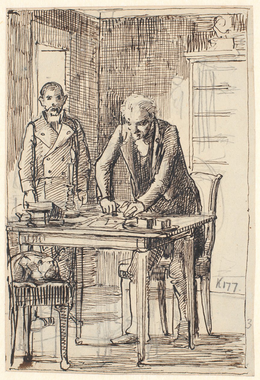 Brevet forsegles, mens tjeneren venter af Wilhelm Marstrand