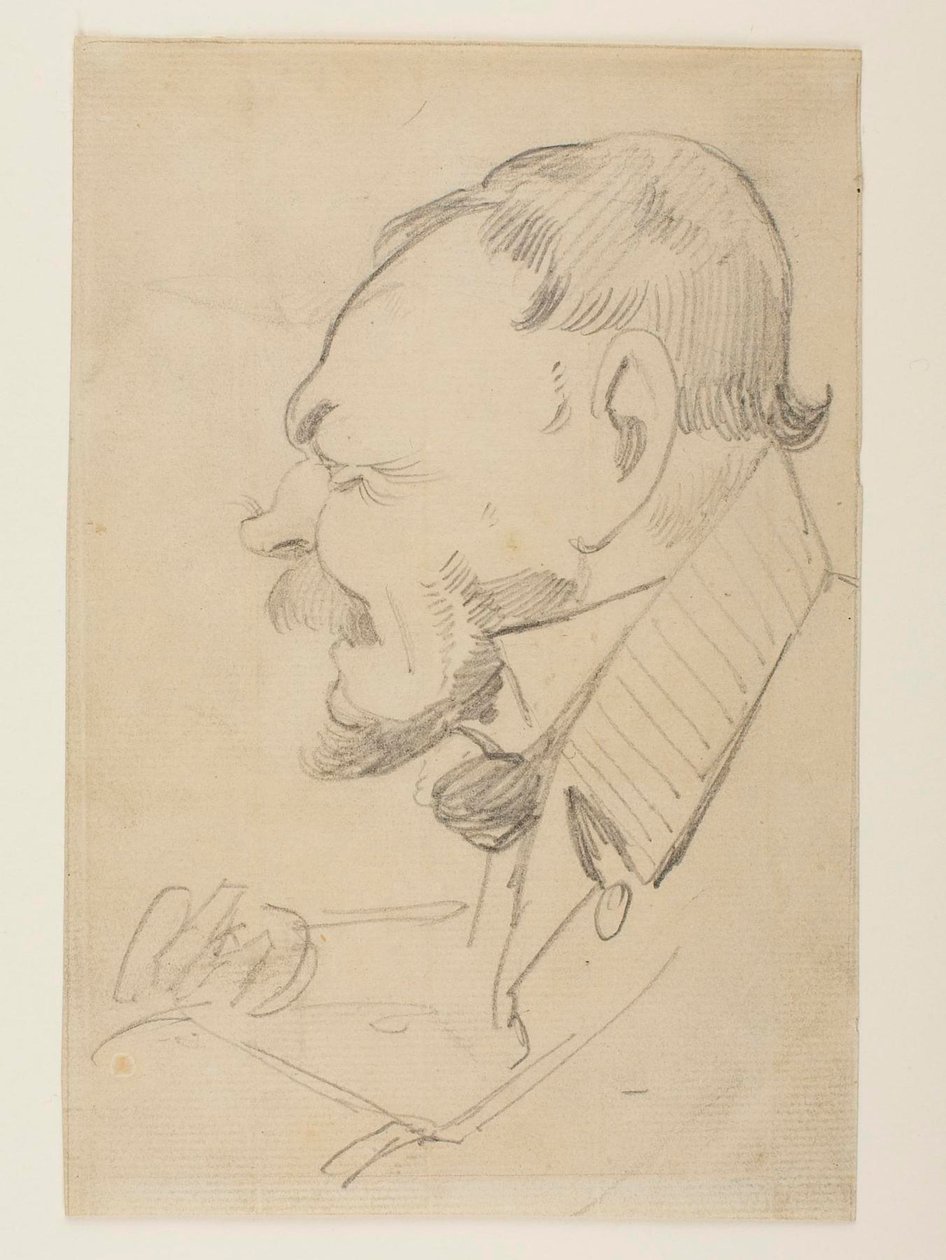 Karikatur af Gottlieb Bindesbøll af Wilhelm Marstrand