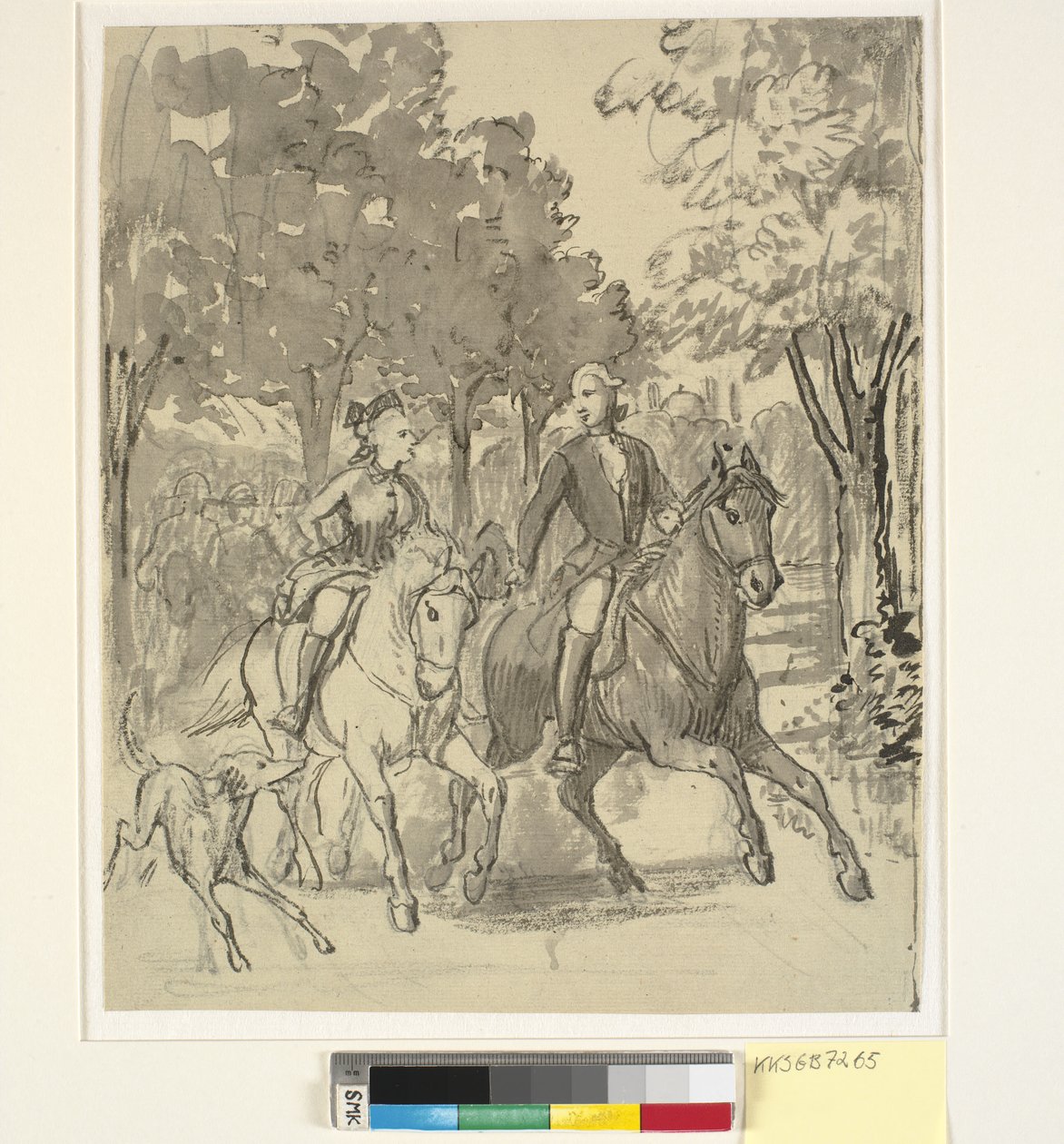 Caroline Mathilde og Struensee på ridetur ved Hørsholm af Wilhelm Marstrand