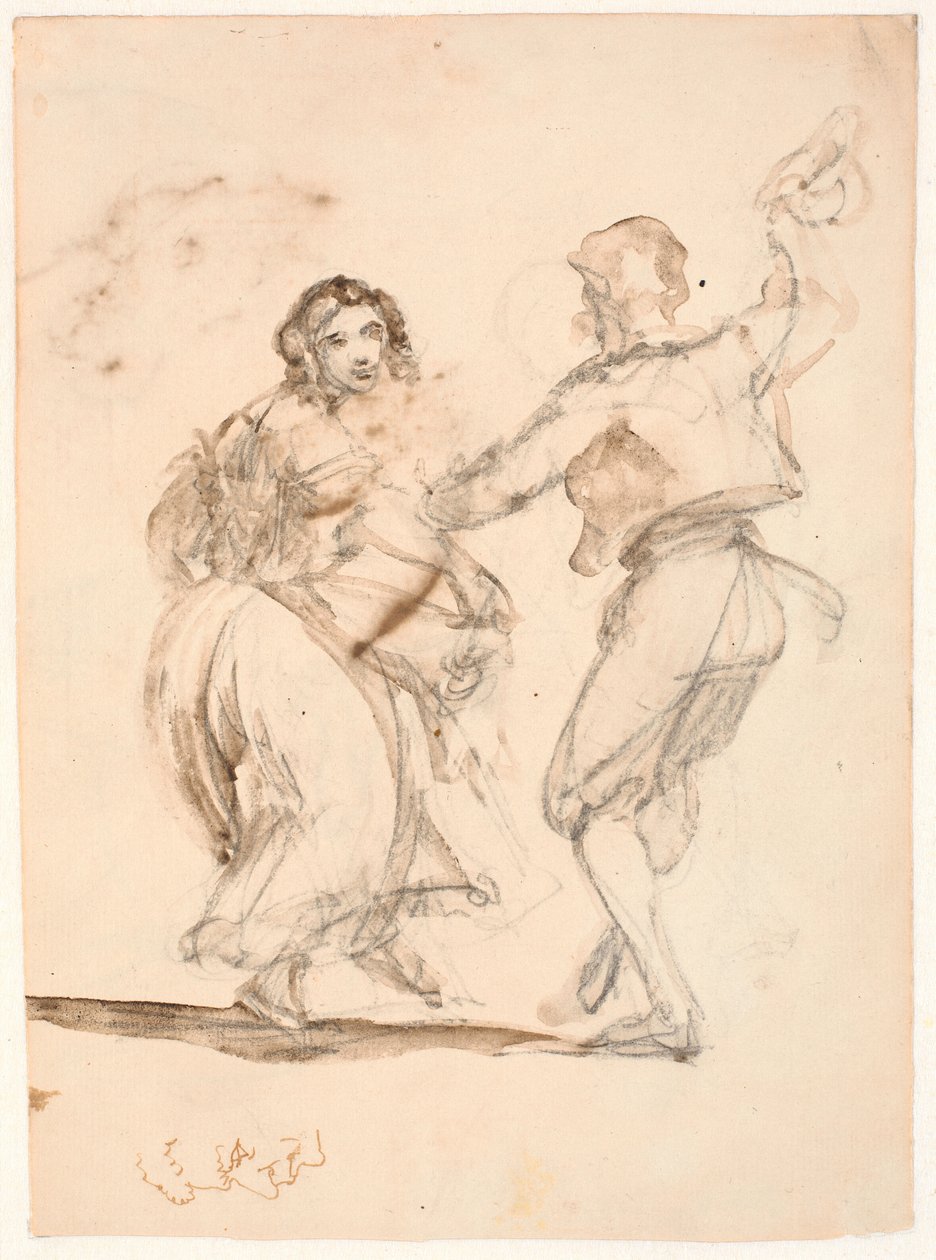 Dansende italiensk par af Wilhelm Marstrand