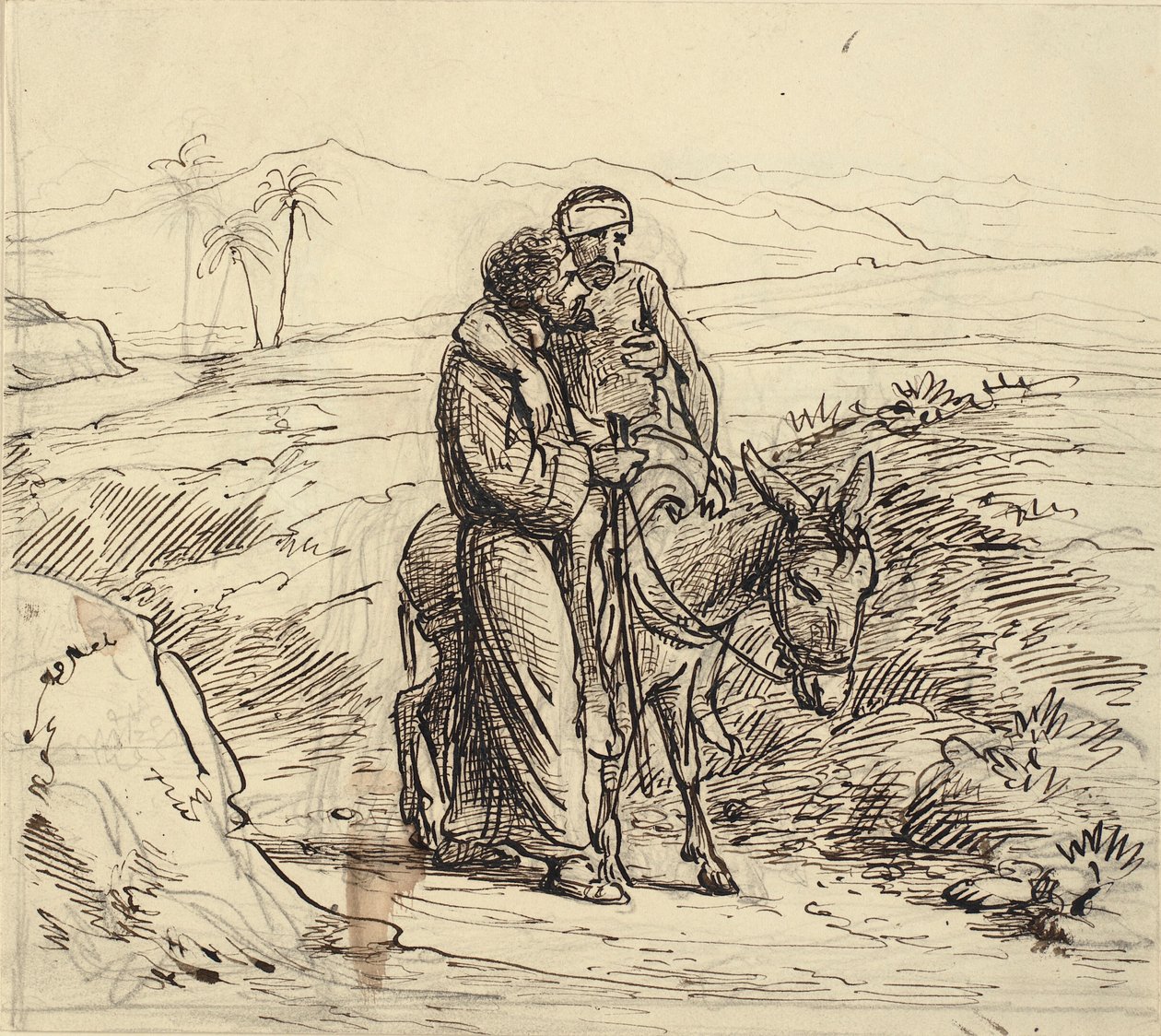 Den barmhjertige Samaritan ledsager den sårede af Wilhelm Marstrand