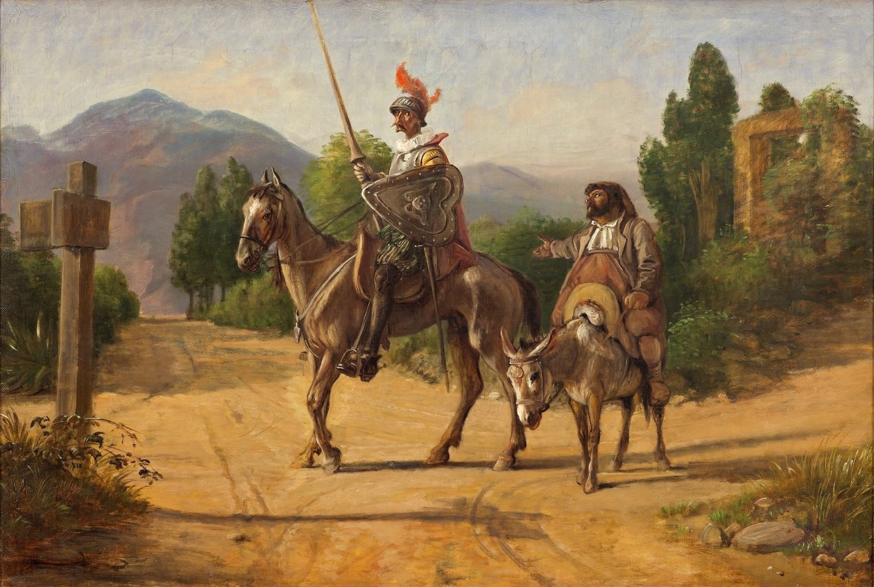 Don Quijote og Sancho Panza ved et vejkryds, efter 1847 (olie på lærred) af Wilhelm Marstrand