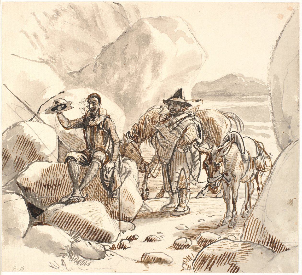 Don Quixote belærer Sancho om riddernes ry og fremtid af Wilhelm Marstrand