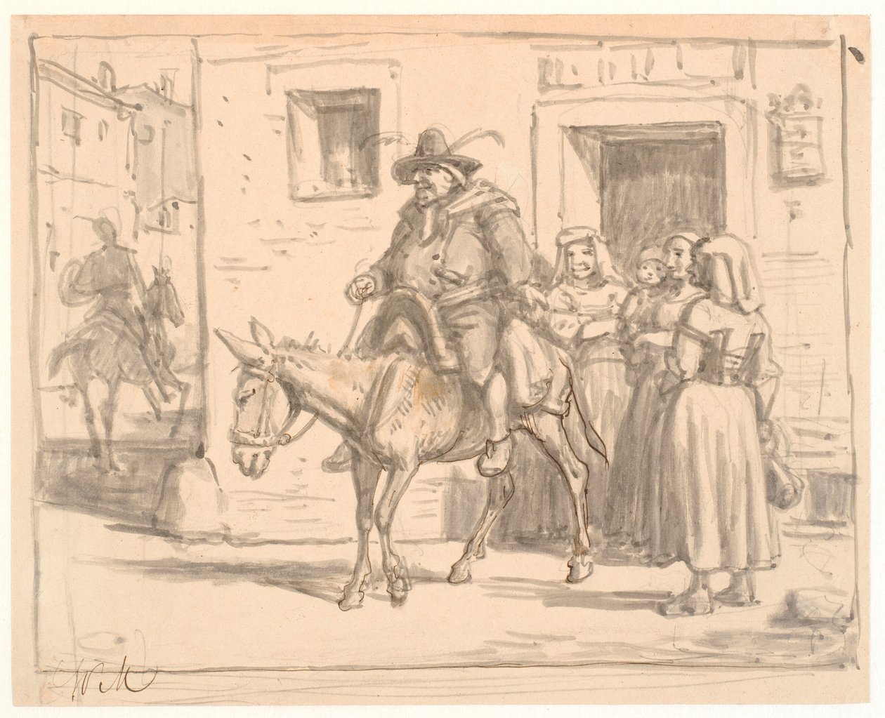 Don Quixote og Sancho Pansa forlader værtshuset af Wilhelm Marstrand