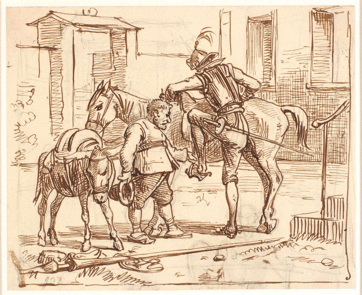 Don Quixote stiger til hest af Wilhelm Marstrand