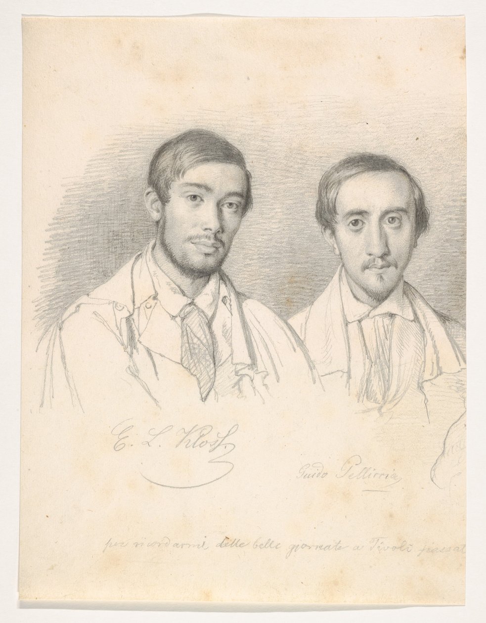 Dobbeltportræt af kunstnerne E. F. Kloss og G. Pellicia af Wilhelm Marstrand