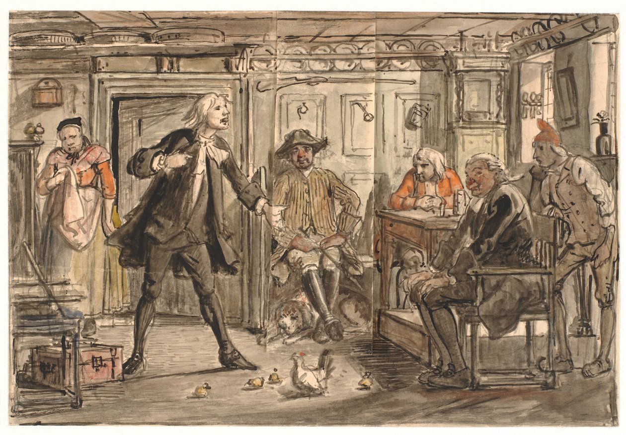 Erasmus Montanus debatterer med Per Degn af Wilhelm Marstrand