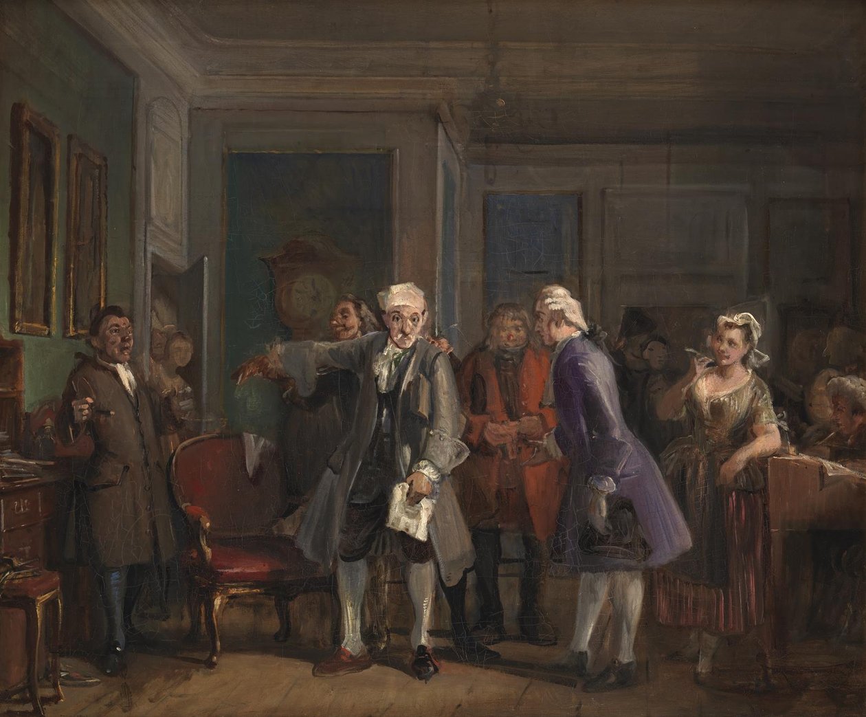 Fra Ludvig Holbergs "Den Stundesløse", I akt, 6. scene af Wilhelm Marstrand