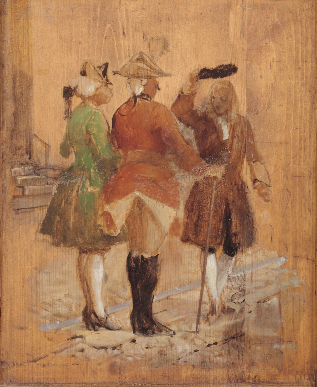 Holberg går af vejen for Jacob von Thyboe og Jean de France af Wilhelm Marstrand
