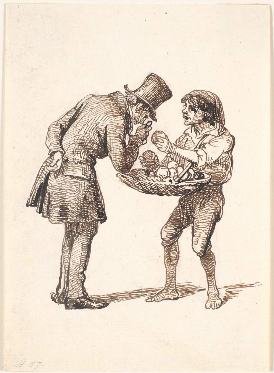 Italiensk appelsinsælger og den kritiske kunde af Wilhelm Marstrand