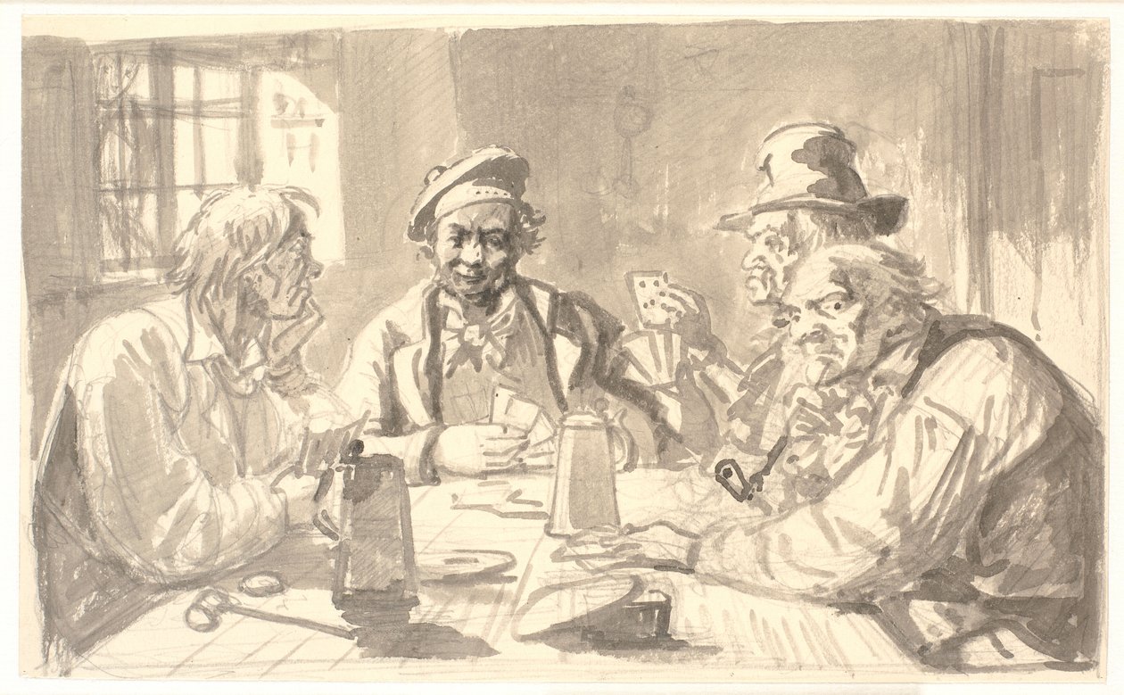 Kortspil i en værtshuskælder af Wilhelm Marstrand
