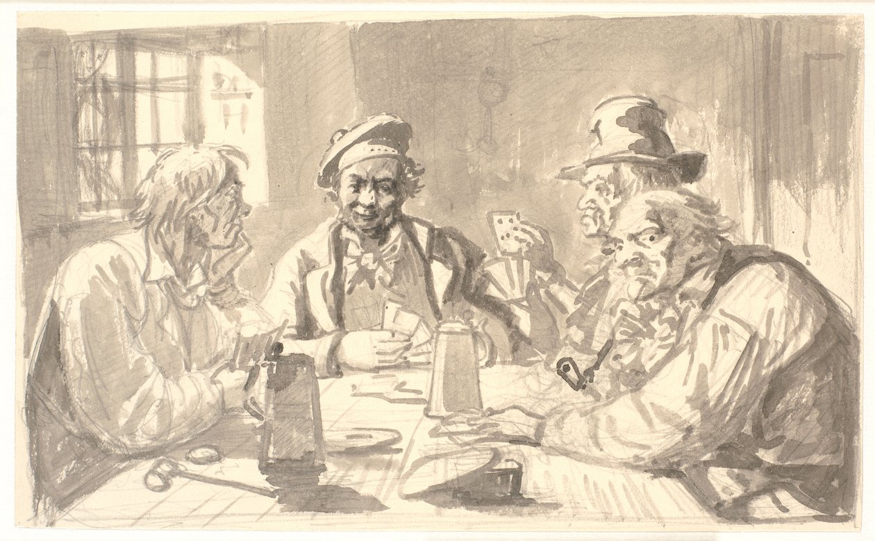 Kortspil i en værtshuskælder af Wilhelm Marstrand