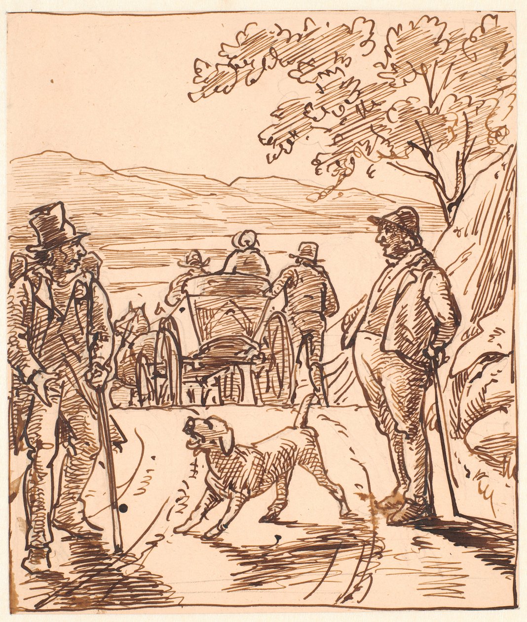 Landskab med Dalbonde og Håndværkssvend af Wilhelm Marstrand