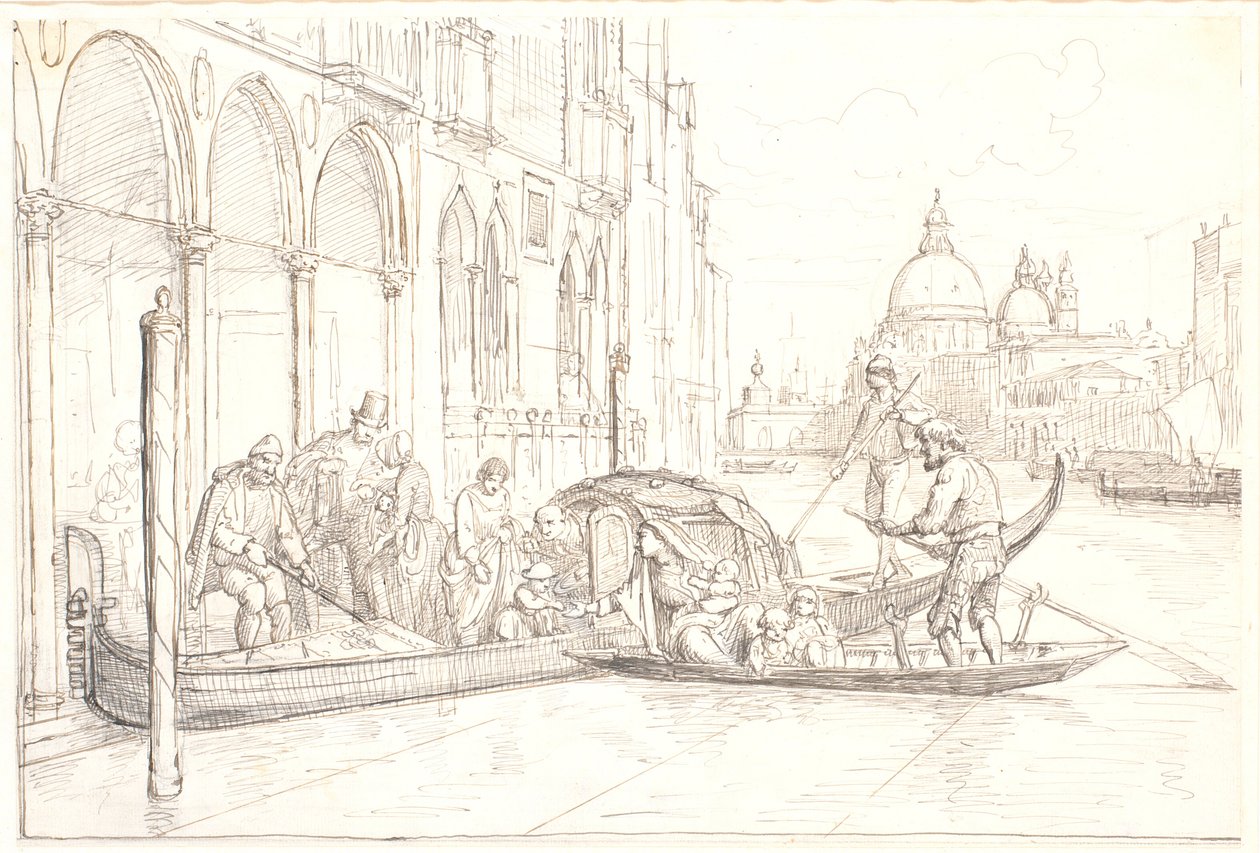 Landstigning ved Canale Grande i Venedig af Wilhelm Marstrand