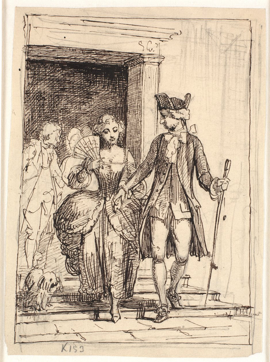 Leander og Leonora, bag dem Henrik og Pernille af Wilhelm Marstrand