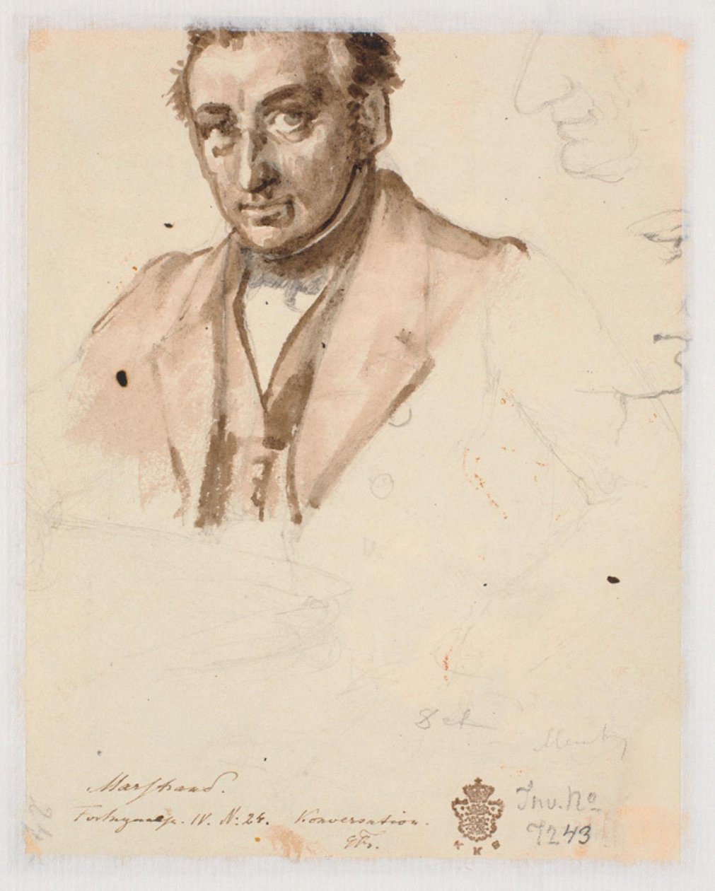 Mandsportræt og to profiler af Wilhelm Marstrand