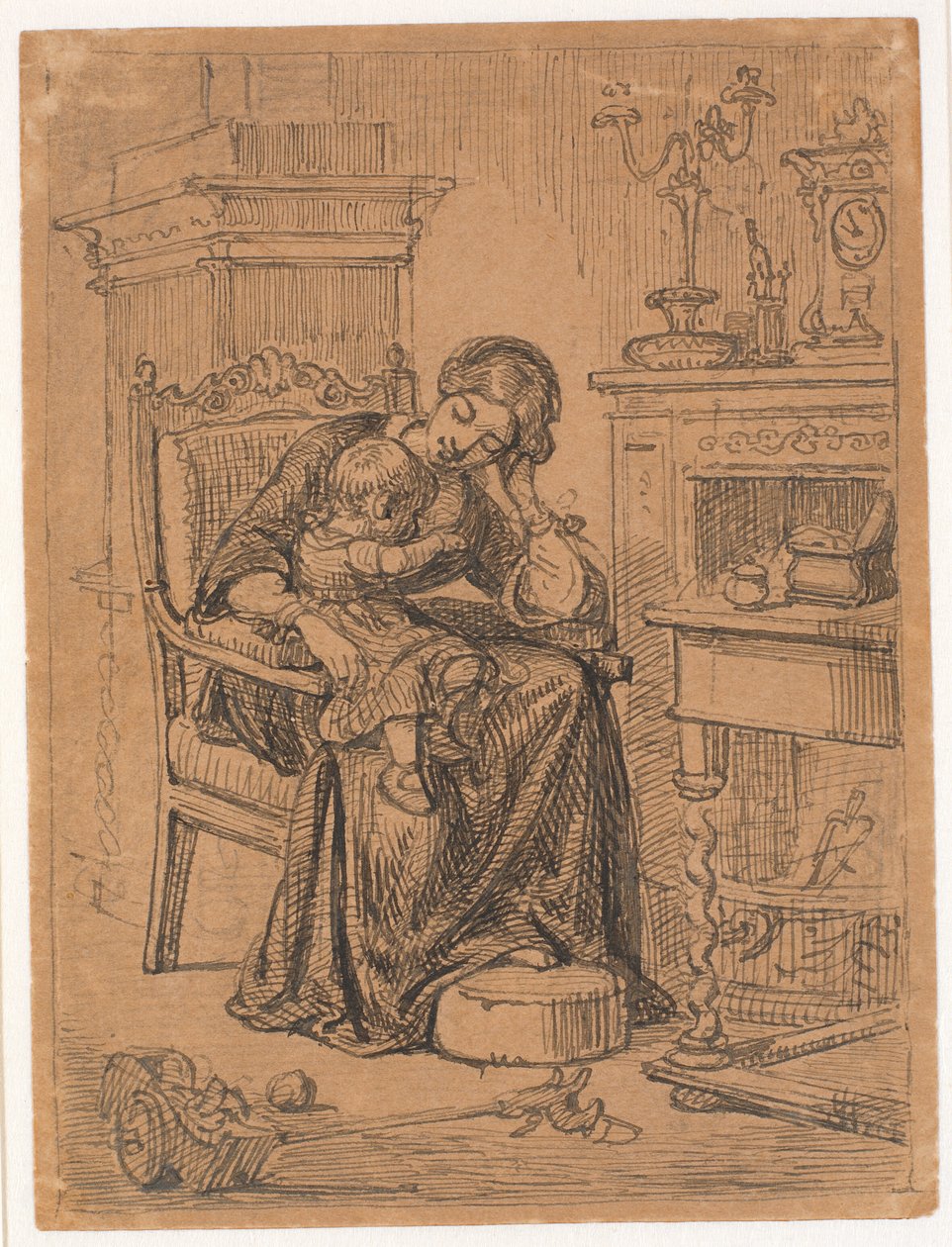 Moder og søn. Interiør af Wilhelm Marstrand