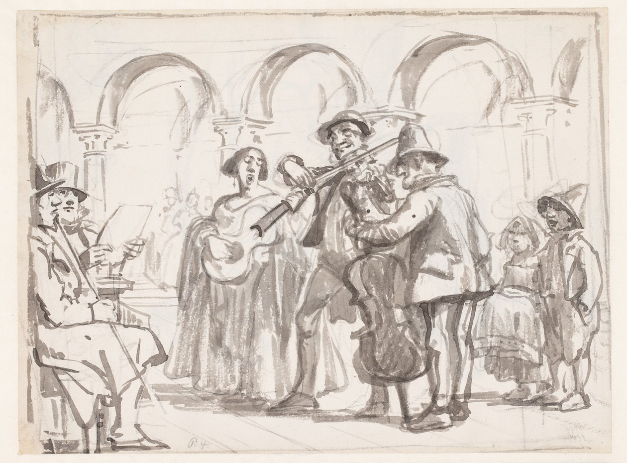 Musikanten på Marcuspladsen, Venedig af Wilhelm Marstrand