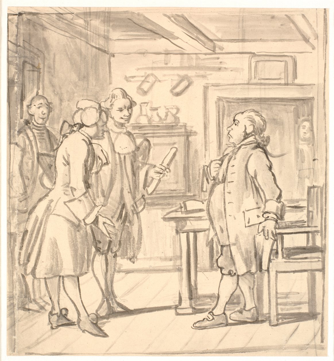 Rådsherrenes lykønsknings visit. (Den politiske kandestøber) af Wilhelm Marstrand