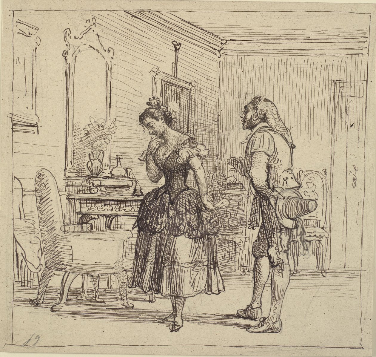 Rosina giver Figaro brevet til grev Almaviva. (Barberen i Sevilla) af Wilhelm Marstrand