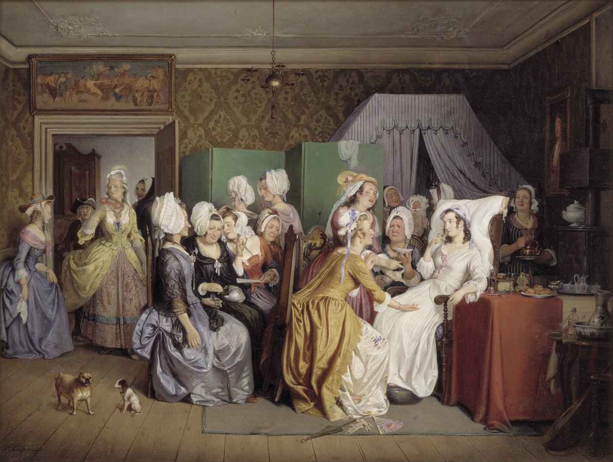 Scene fra Ludwig Holbergs The Liging-in Room af Wilhelm Marstrand