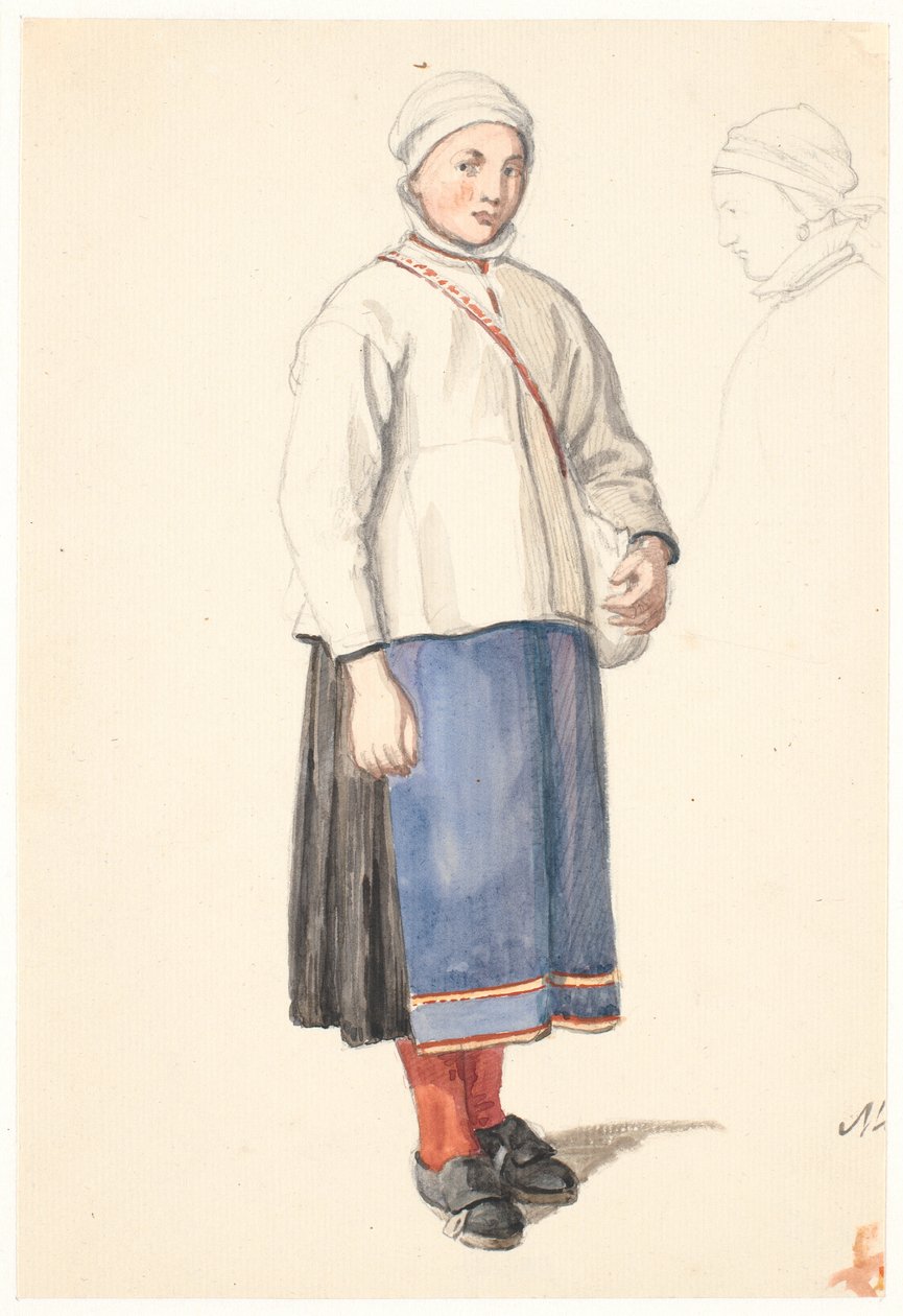 Stående svensk bondepige af Wilhelm Marstrand