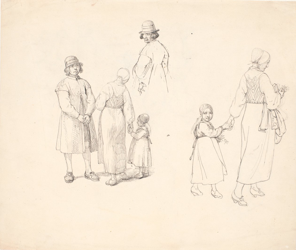 Studieblad med Dalarfolk af Wilhelm Marstrand
