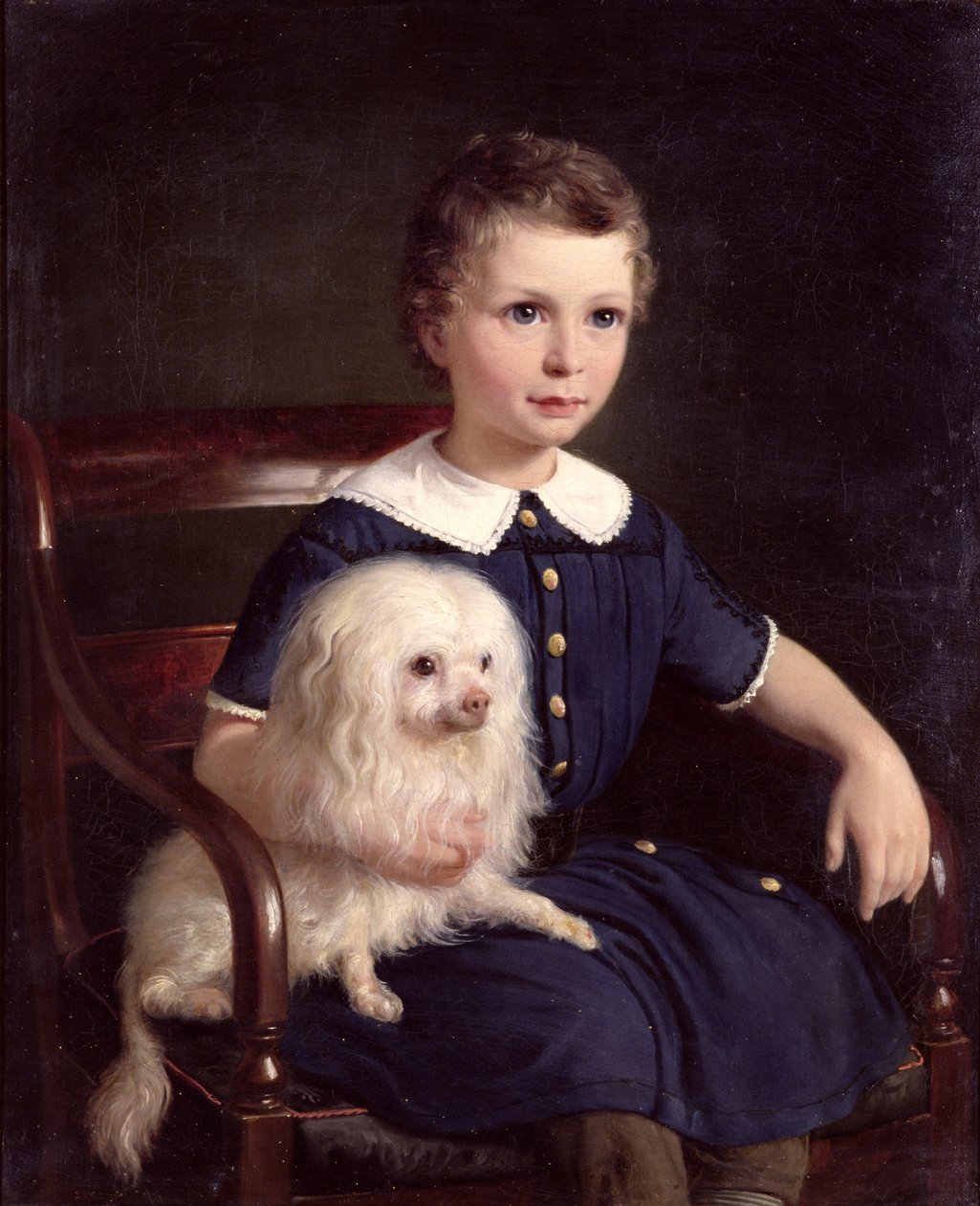Studie af en dreng med hund, 1860 af Wilhelm Marstrand