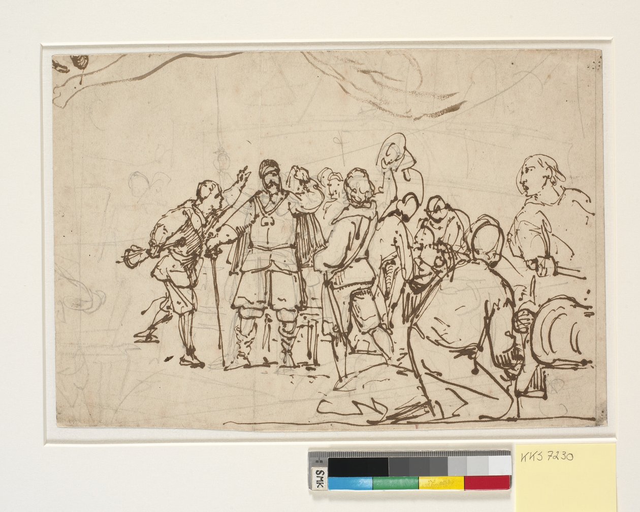 Udkast til maleriet i Chr. 4.s kapel i Roskilde "Chr. 4. på Trefoldigheden" af Wilhelm Marstrand