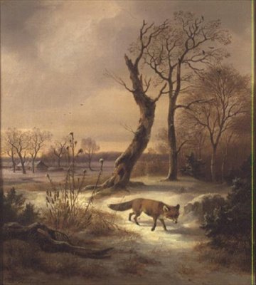 Ræv i en vinterscene af Wilhelm Reinhardt