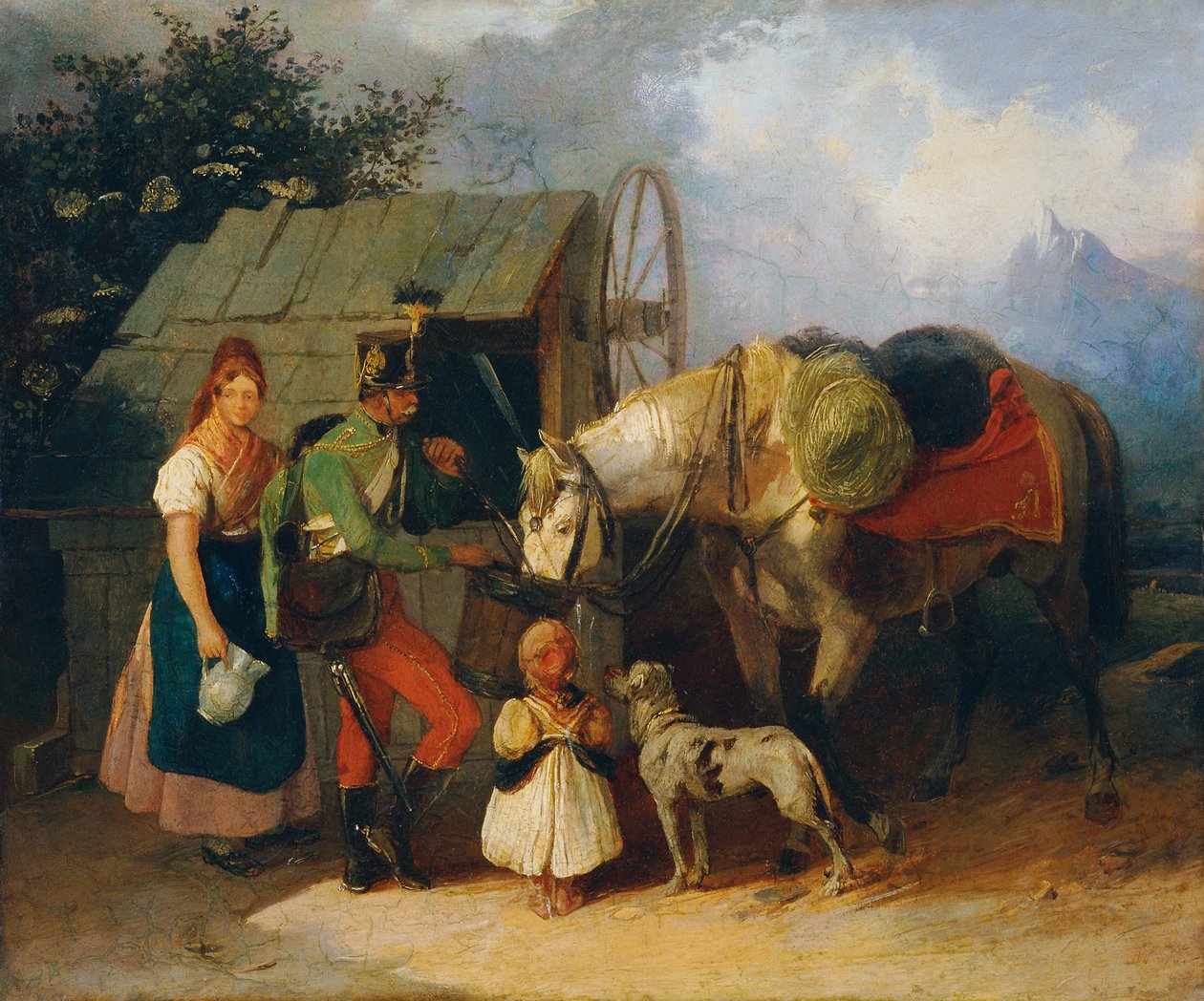 Husar am Brunnen af Wilhelm Richter