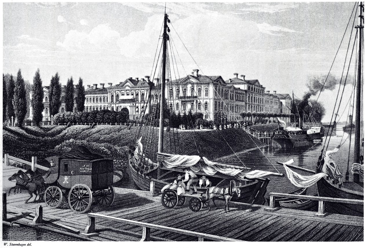 Udsigt over Mitau Slot, ca. 1850 af Wilhelm Siegfried Stavenhagen