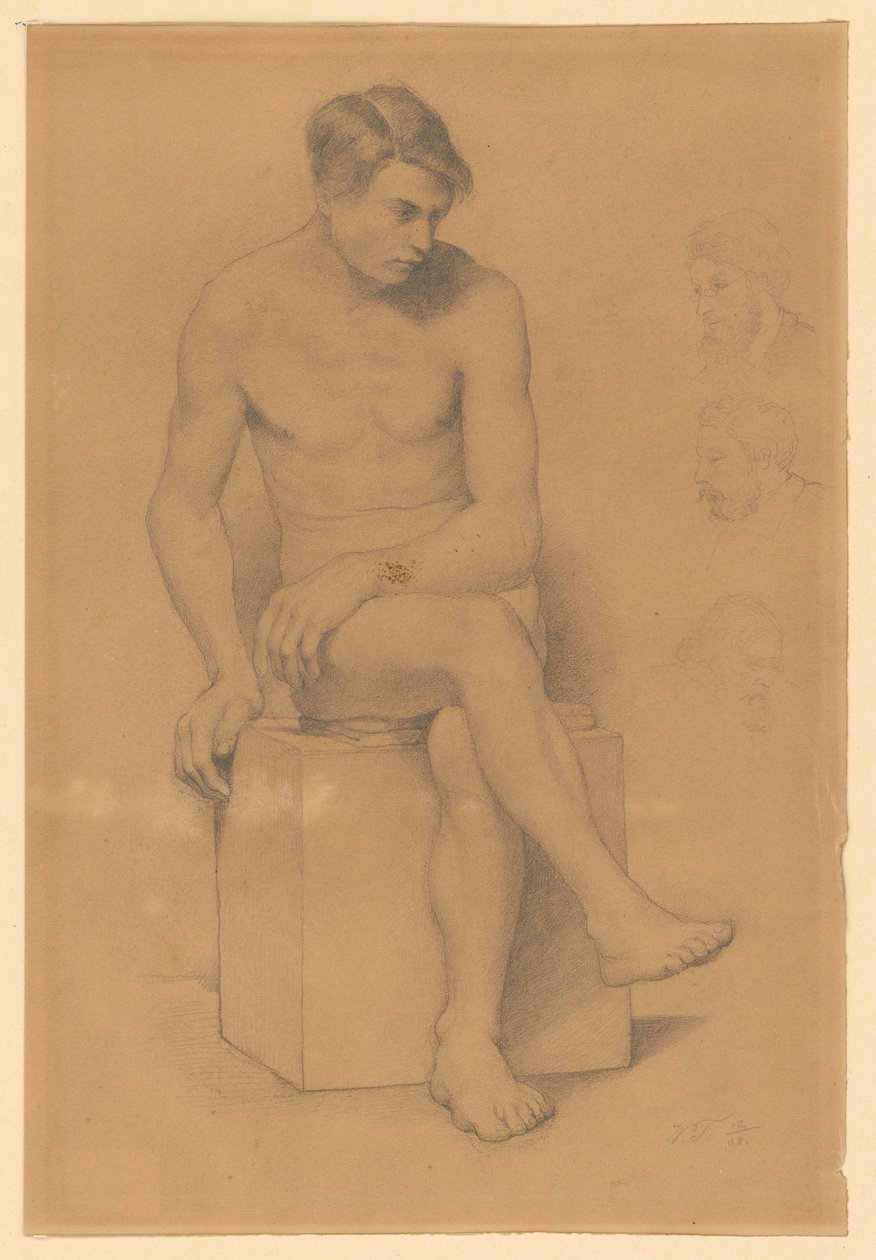 Mandlig nøgenmodel af Wilhelm Trübner