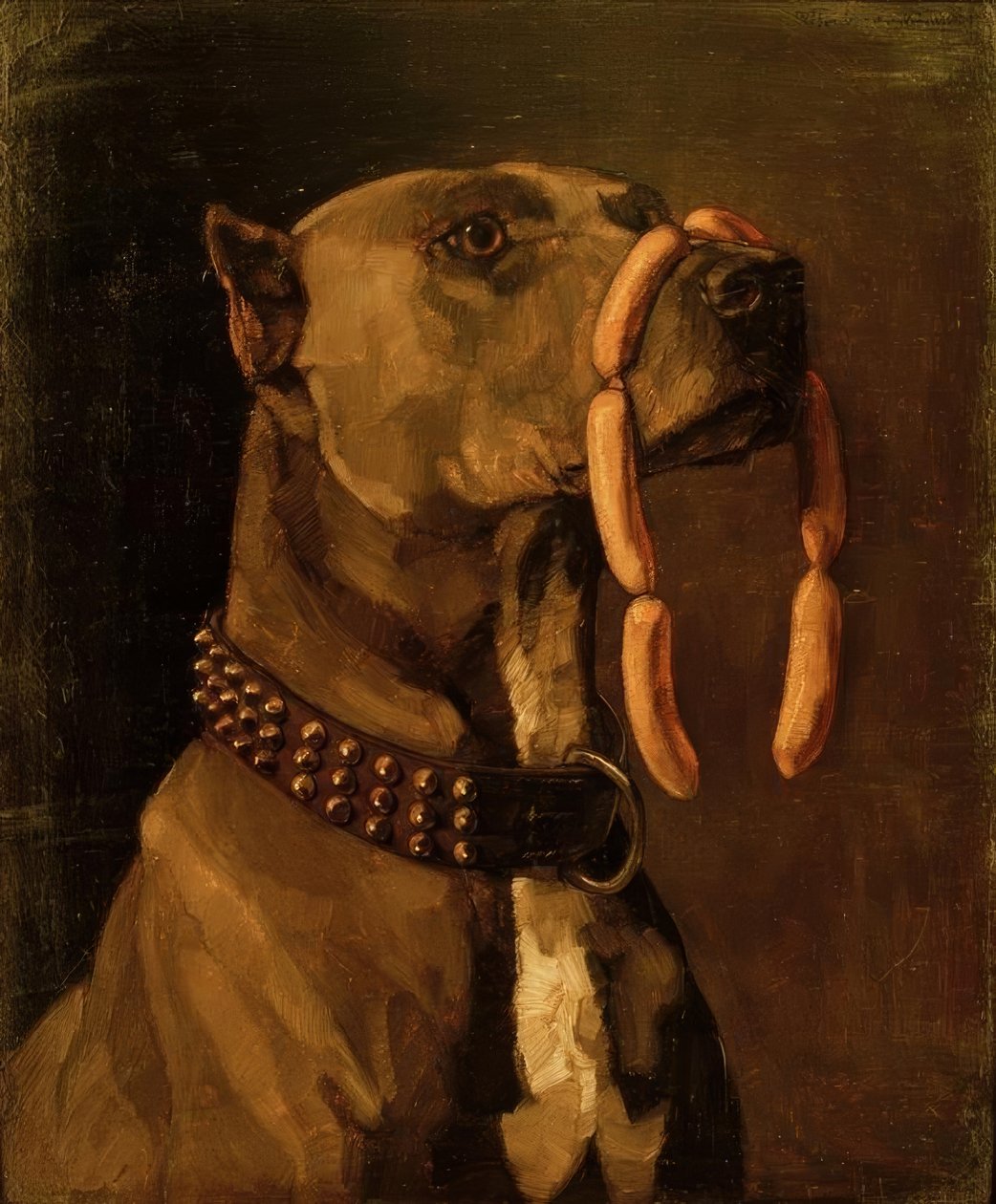 W. Trübner, mastiff med pølser af Wilhelm Trübner