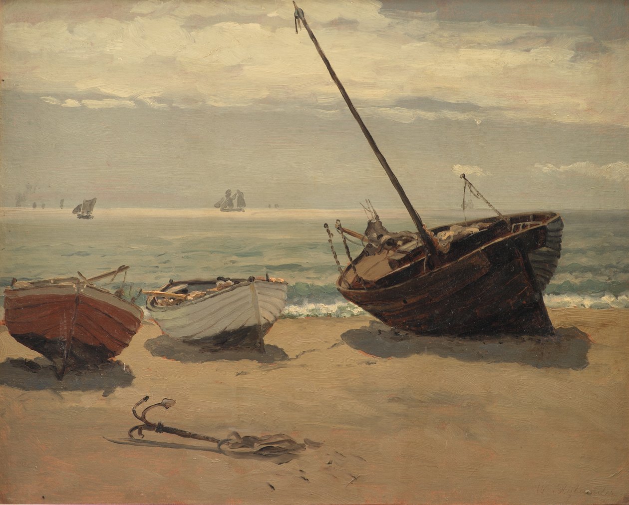 Både på stranden. Skagen af Wilhelm Xylander