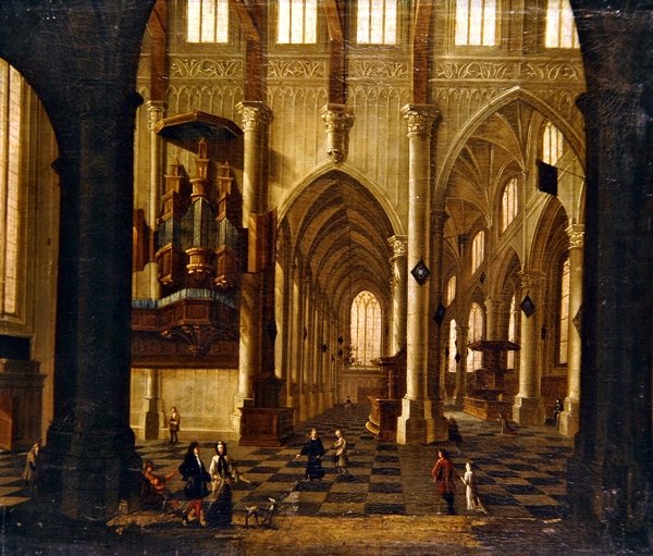 Kirkeinteriør (olie på lærred) af Wilhelm van Ehrenberg