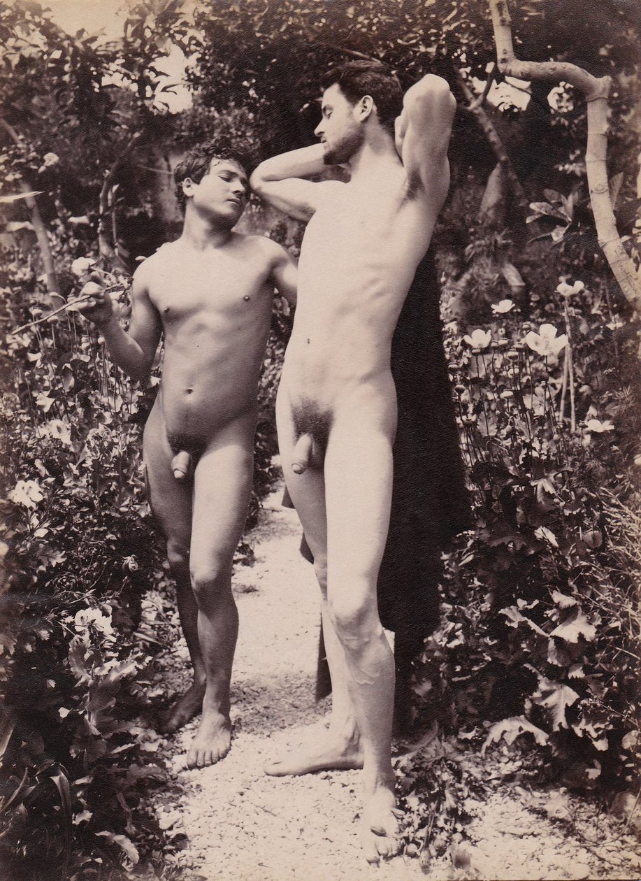 undersøgelse af to mandlige nøgenbilleder, ca. 1900 af Baron Wilhelm von Gloeden