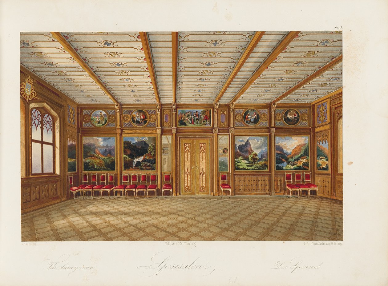 Oscarshal spisestue, 1852 af Wilhelm von Hanno