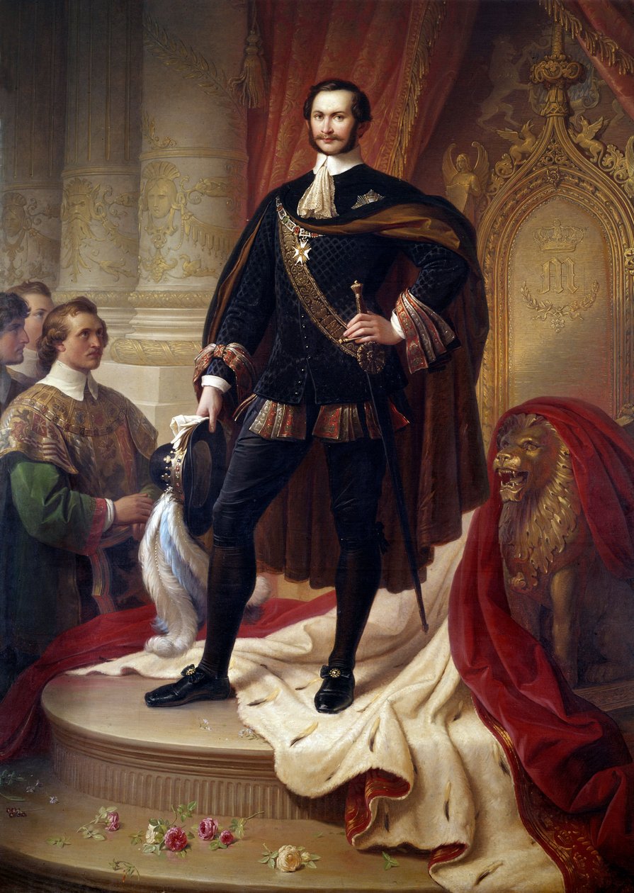 Portræt i foden af Maximilian II Joseph (1811-1864), konge af Baviere Maleri af Wilhem von Kaulbach (1805-1874) af Wilhelm von Kaulbach