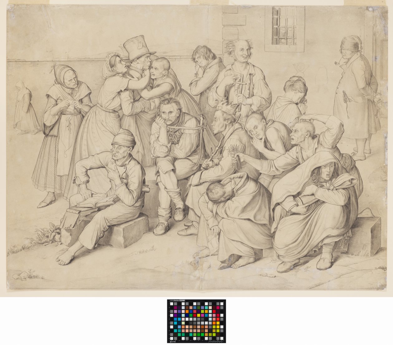 The Madhouse (grafit på hvidt vævet papir, lagt ned) af Wilhelm von Kaulbach
